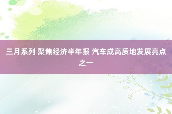 三月系列 聚焦经济半年报 汽车成高质地发展亮点之一