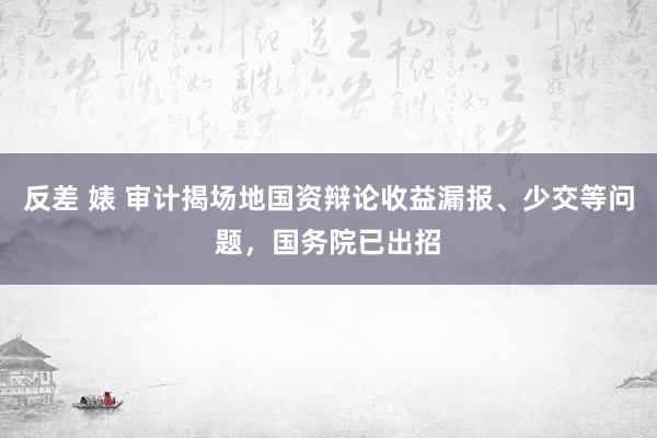 反差 婊 审计揭场地国资辩论收益漏报、少交等问题，国务院已出招