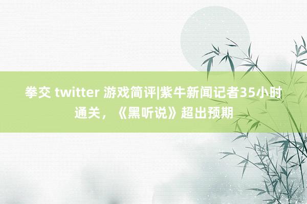 拳交 twitter 游戏简评|紫牛新闻记者35小时通关，《黑听说》超出预期