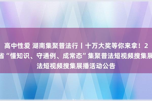 高中性爱 湖南集聚普法行丨十万大奖等你来拿！2024年湖南省“懂知识、守通例、成常态”集聚普法短视频搜集展播活动公告