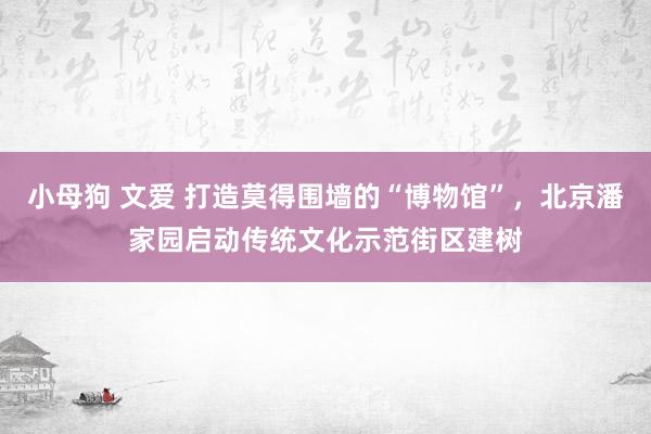 小母狗 文爱 打造莫得围墙的“博物馆”，北京潘家园启动传统文化示范街区建树